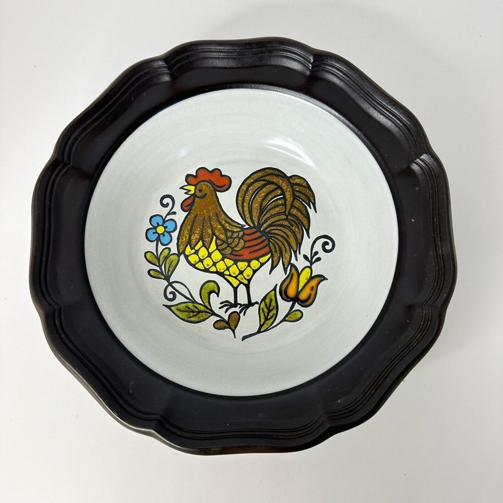 Mikasa Peasantries Brown Rooster Early‎ Morn Serving Bowl 2002 Japan Ceramic 10"